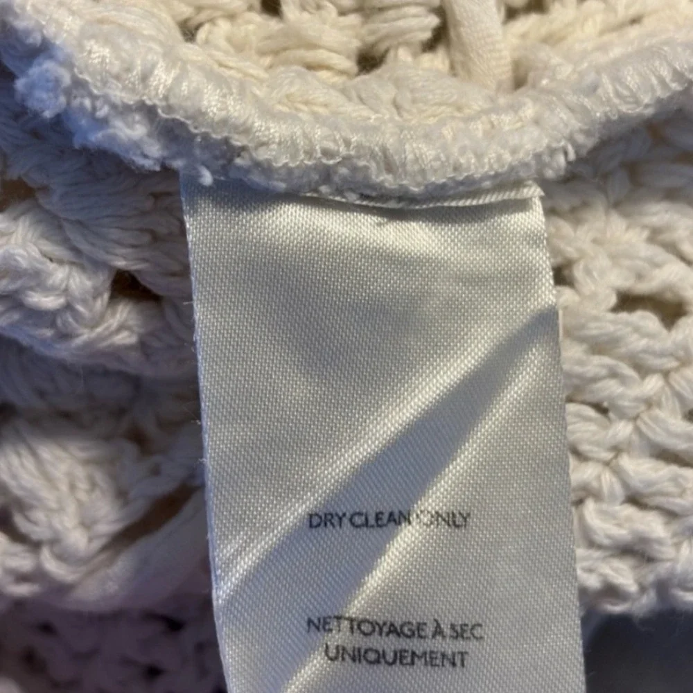 Free People Meghan Crochet Long Sleeve Boho Crop Top XS Cream‎ Ivory Festival